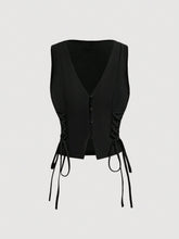 Retro Vintage Crossed Frenulum Drawstring Side Crop Tank Top SS24