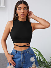 Crisscross Tie Back Crop Tank Top ss22 FD
