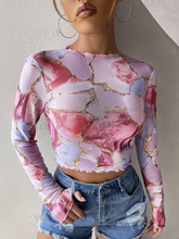 Lettuce Trim Marble Print Mesh Top SS24