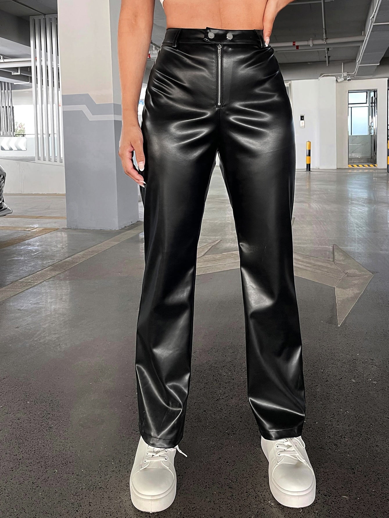 High Waist PU Leather Straight Leg Pants FW22 -FD –