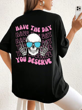 Halloween Skull Slogan Graphic Drop Shoulder Tee