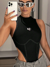 Top-Stitching High Cut Tank Summer Bodysuit Tee SS24 -FD