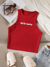 Letter Print Slim Fit Round Neck Tank Top