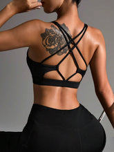 Solid Color Criss-Cross Back With Cutout Sports Bra