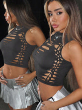 Halter Neck Sexy Camisole With Burnout Design