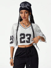 Vintage Soccer Jersey Letter Print T-Shirt