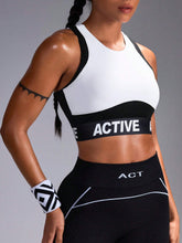 Colorblock Letter Knitted Sports Bra