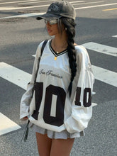 Letter & Camouflage Print V-Neck Long Sleeve Casual T-Shirt