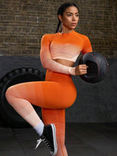 Seamless Ombre Elastic Cropped Top And Legging Set