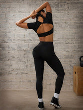 Letter Print Crew Neck Short Sleeve T-Shirt And Leggings Activewear Set