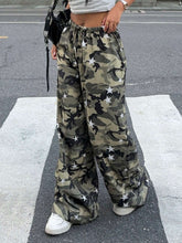 Star Camouflage Print Wide Leg Pants