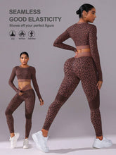 Leopard Print & Sleeve And Pants Sports Set