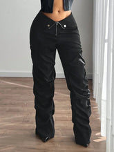 Low Rise Waist V Pleated Loose Pants