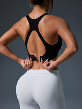 Solid Color Seamless Hollow Back Sports Bra