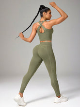 Solid Color Camisole And Leggings Seamless Activewear Set