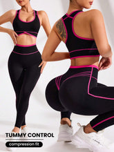 Contrast Trim Seamless Sports Bra & Leggings Workout Set