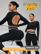 Yoga Backless Long Sleeve Top And Pants Workout Set