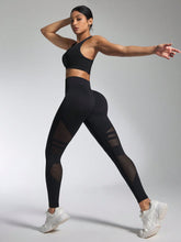 Sports Moisture-Wicking Mesh Fabric High Waist Cropped Seamless Leggings
