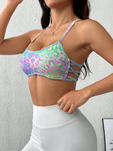 Spaghetti Strap Hollow-Out Print Sports Bra