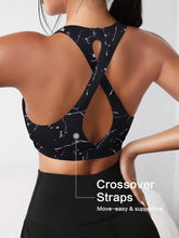 Marble Print Cut Out Back Sports Bra