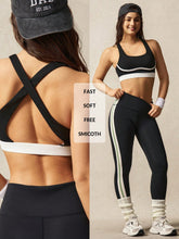 Monochrome Criss-Cross Backless Sports Bra