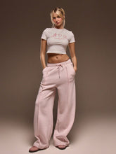 Waist Seam Detail Wide Leg Sweatpants
