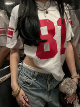 V-Neck Mesh Style T-Shirt With 81 Number Print