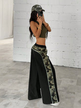 Color Block Camouflage Wide Leg Pants