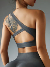 Solid Color Seamless Backless One Shoulder Sports Bra