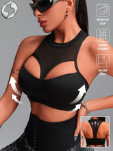 Hollow Out Breathable Mesh Cut Out Active Sports Bra