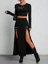 Buckle Detail Split Thigh Summer Skirt - ED