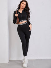 Letter Graphic Crop Jacket & Leggings SS24