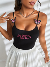 Pretty Bratty Slogan Graphic Butterfly Applique Cami Top SS24