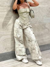 Solid Bandana Tube Top & Flap Pocket Cargo Pants SS24