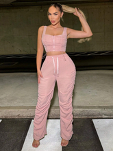 Pleated Street Style Sexy Sleeveless Top And Pants Cargo Set SS24