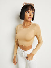 Tie Backless Crop T-shirt with Long Sleeves FD