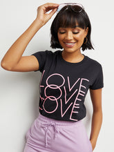 Love Love Love Slogan Print Regular Fit T-shirt