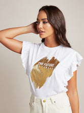 The Future Is Female Foil Print Ruffle Sleeve T-shirt