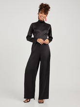 High Neck Long Sleeves Satin Jumpsuit FD