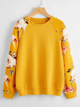 Floral Print Raglan Sleeve Pullover FD