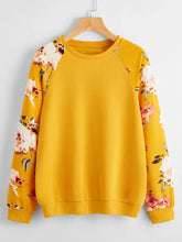 Floral Print Raglan Sleeve Pullover