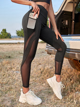 Contrast Mesh Phone Pocket Active Leggings - ED
