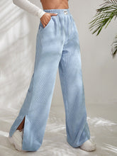 Letter Patched Slit Hem Corduroy Pants - ED