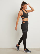 Cut-Out Back Detail Sports Bra and Contrast Striped Leggings Active Set