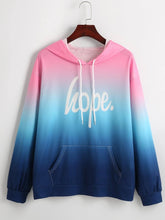 Ombre And Letter Graphic Drawstring Hoodie FD