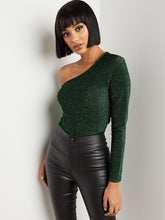 Metallic Fallen One Shoulder Neck Top