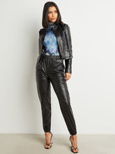 PU Elastic Waist Jogger with Side Pocket Detail