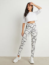 Geo Printed Leggings with Side Stripe Detail