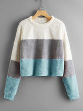 Drop Shoulder Colorblock Flannel Sweatshirt FD