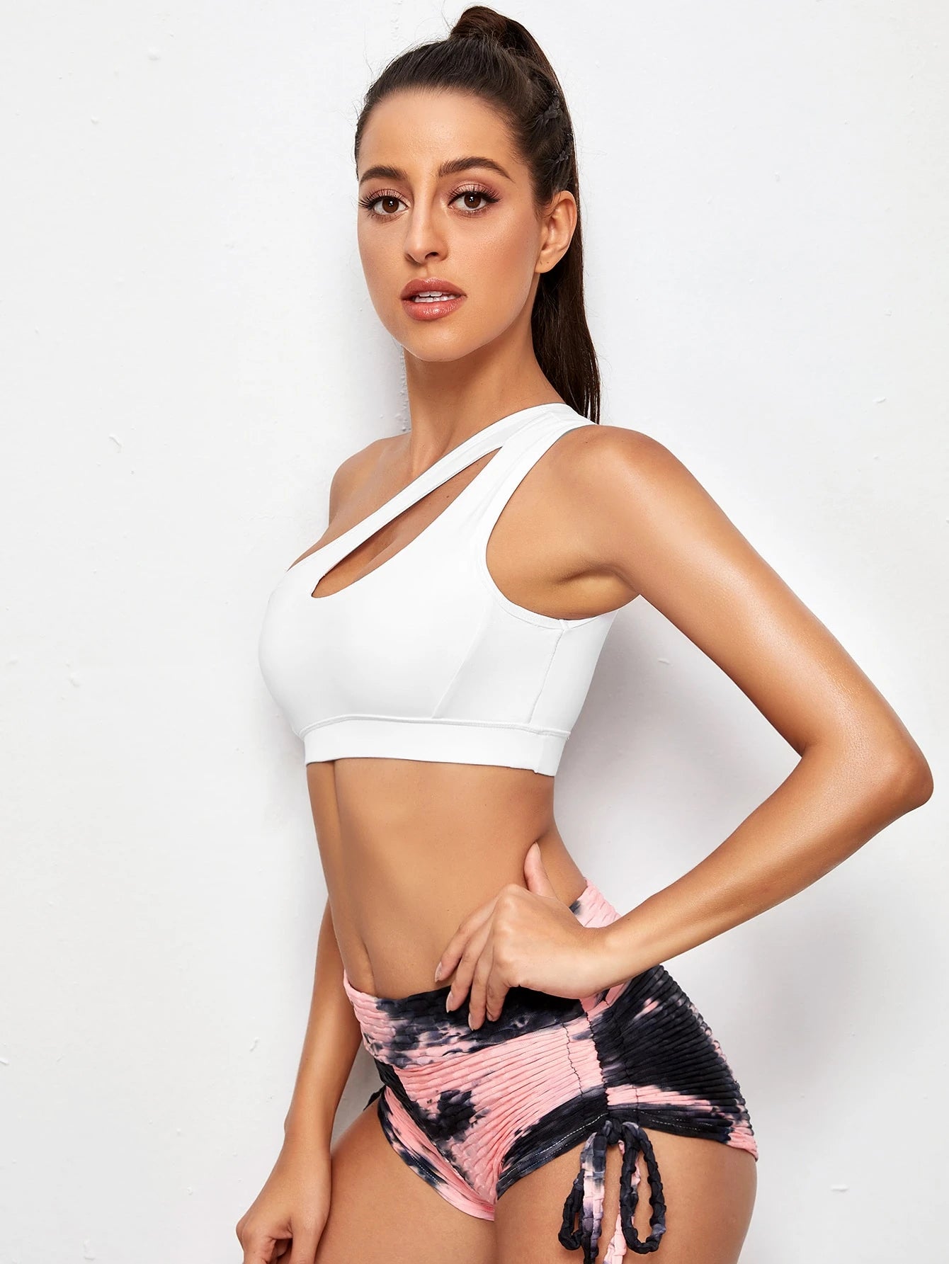Light Support One Shoulder Cut Out Sports Bra